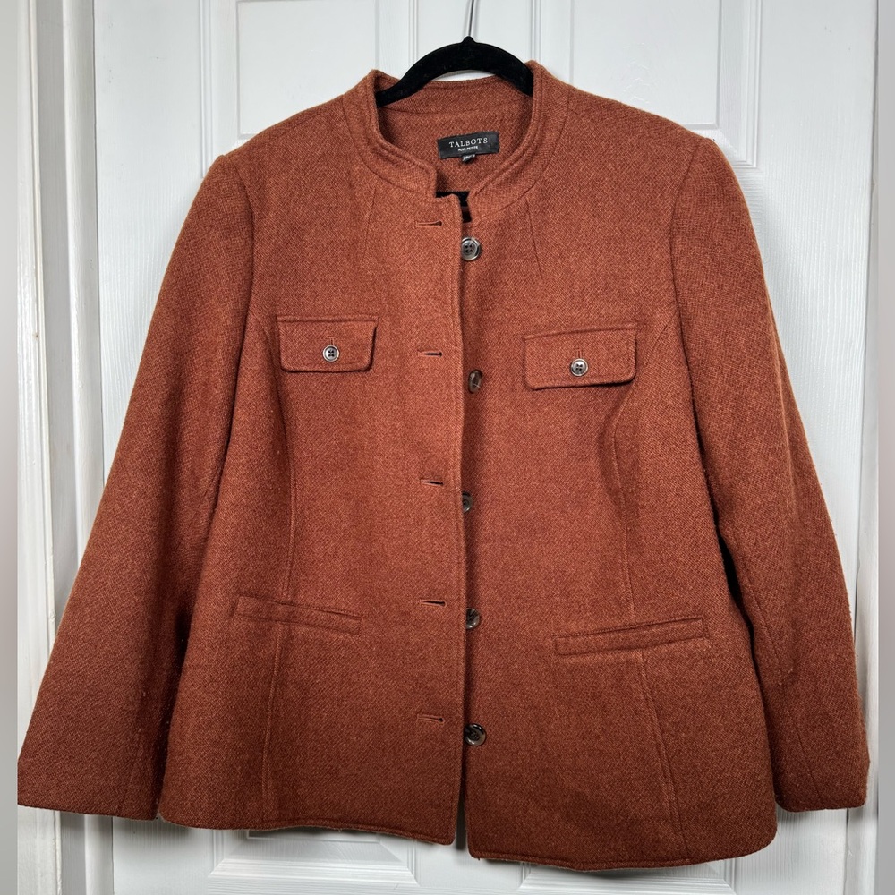 Talbots Wool Blend Rust Jacket Blazer Plus Petite… - image 1